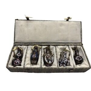 Set of  5 Chinese Cloisonne Enamel Snuff Bottles